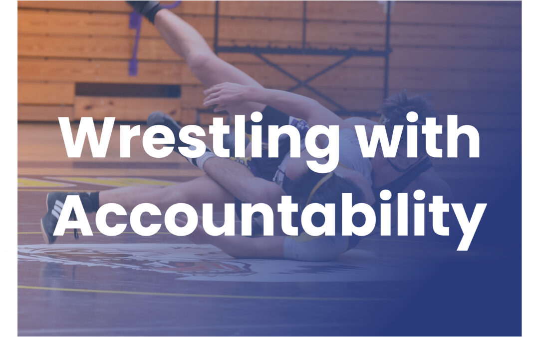 Wrestling With Accountability Poster on a Blue Hue