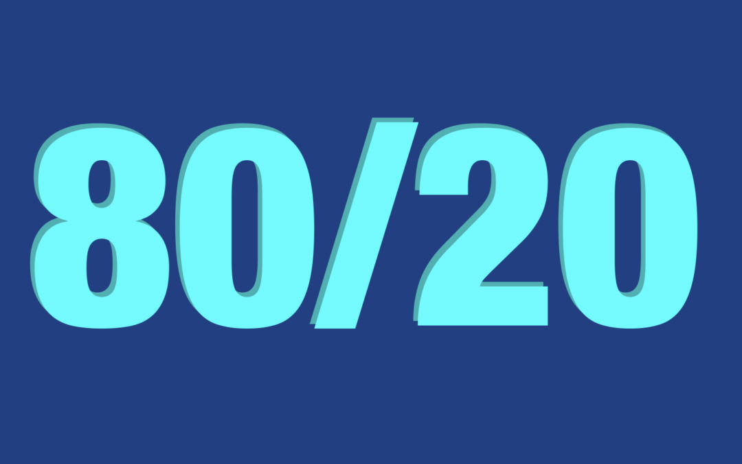 80 by 20 Lettering on a Blue Color Background